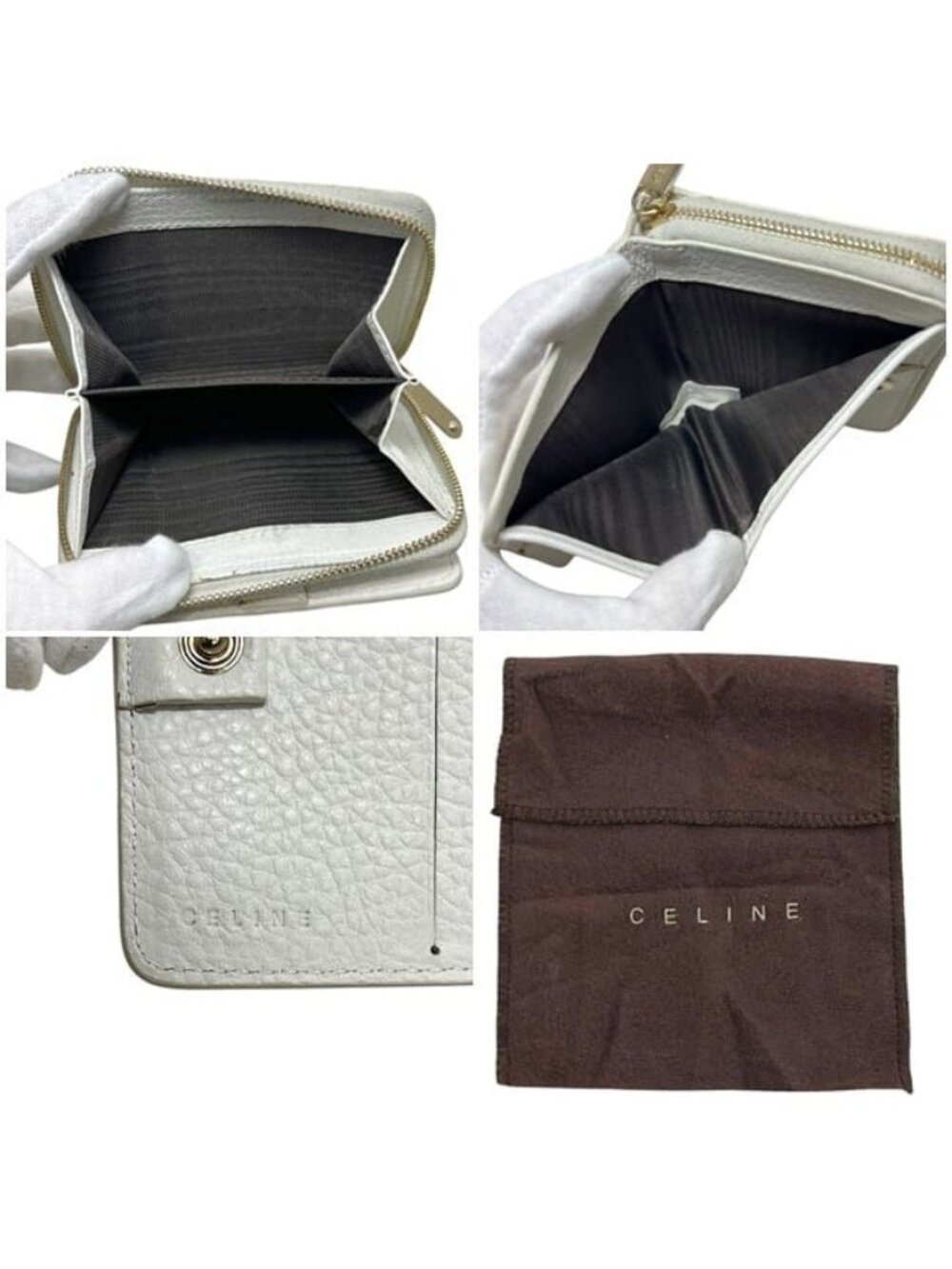Celine Bifold Wallet White Triomphe Leather - Picture 3 of 10